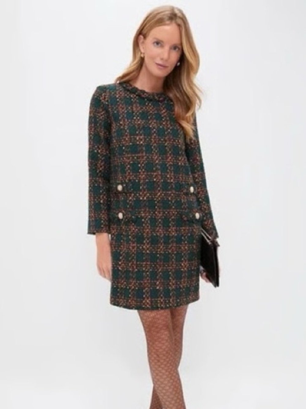 Tuckernuck Jackie Dress in Green Persimmon Check Plaid xxs
